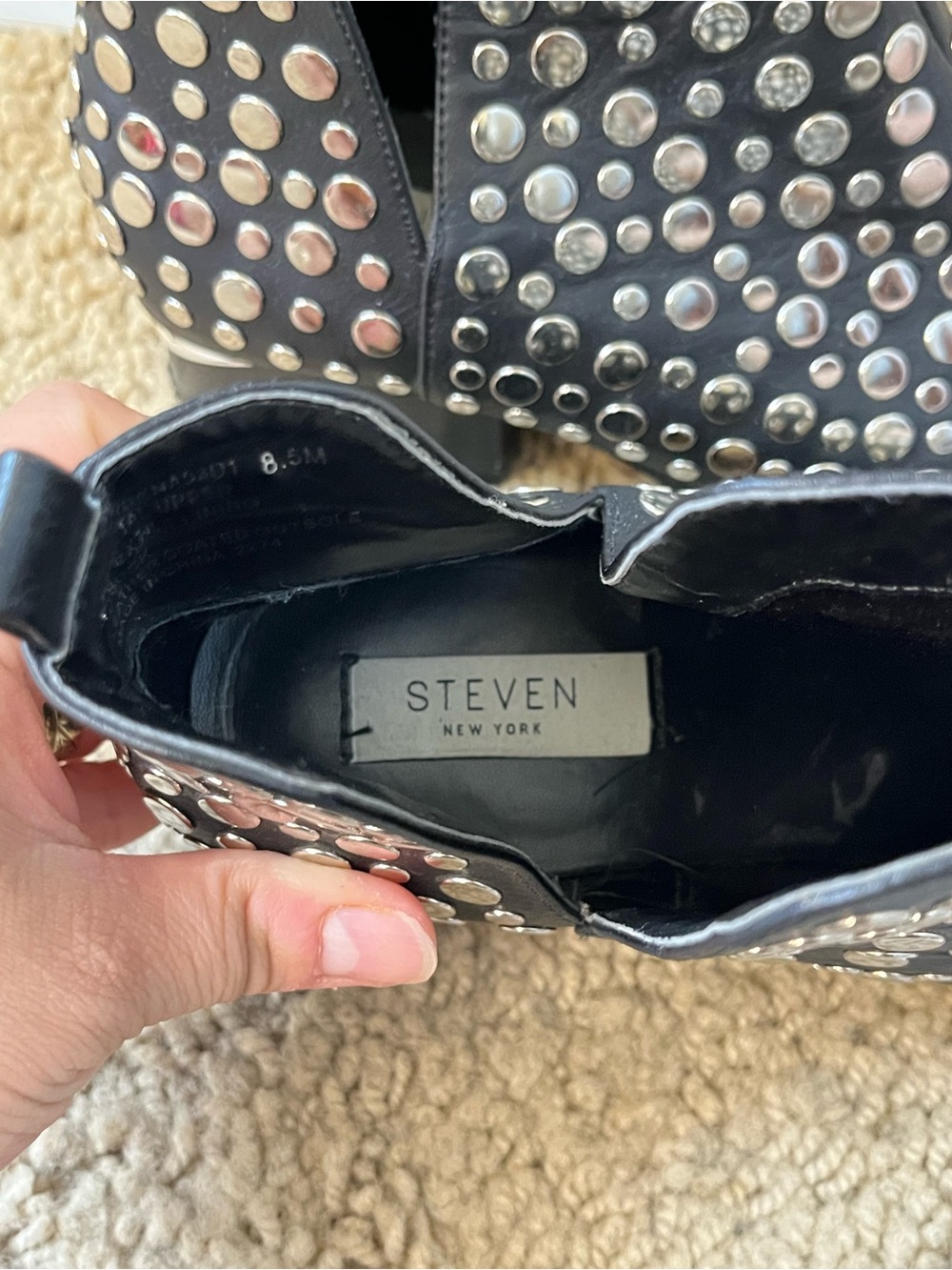 🖤 Studded Black Western Ankle Boots Pointed Toe Statement Booties Size 8.5 - Picture 7 of 7